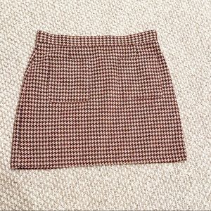 ModCloth houndstooth burgundy blue orange preppy mini skirt with 2 front pockets